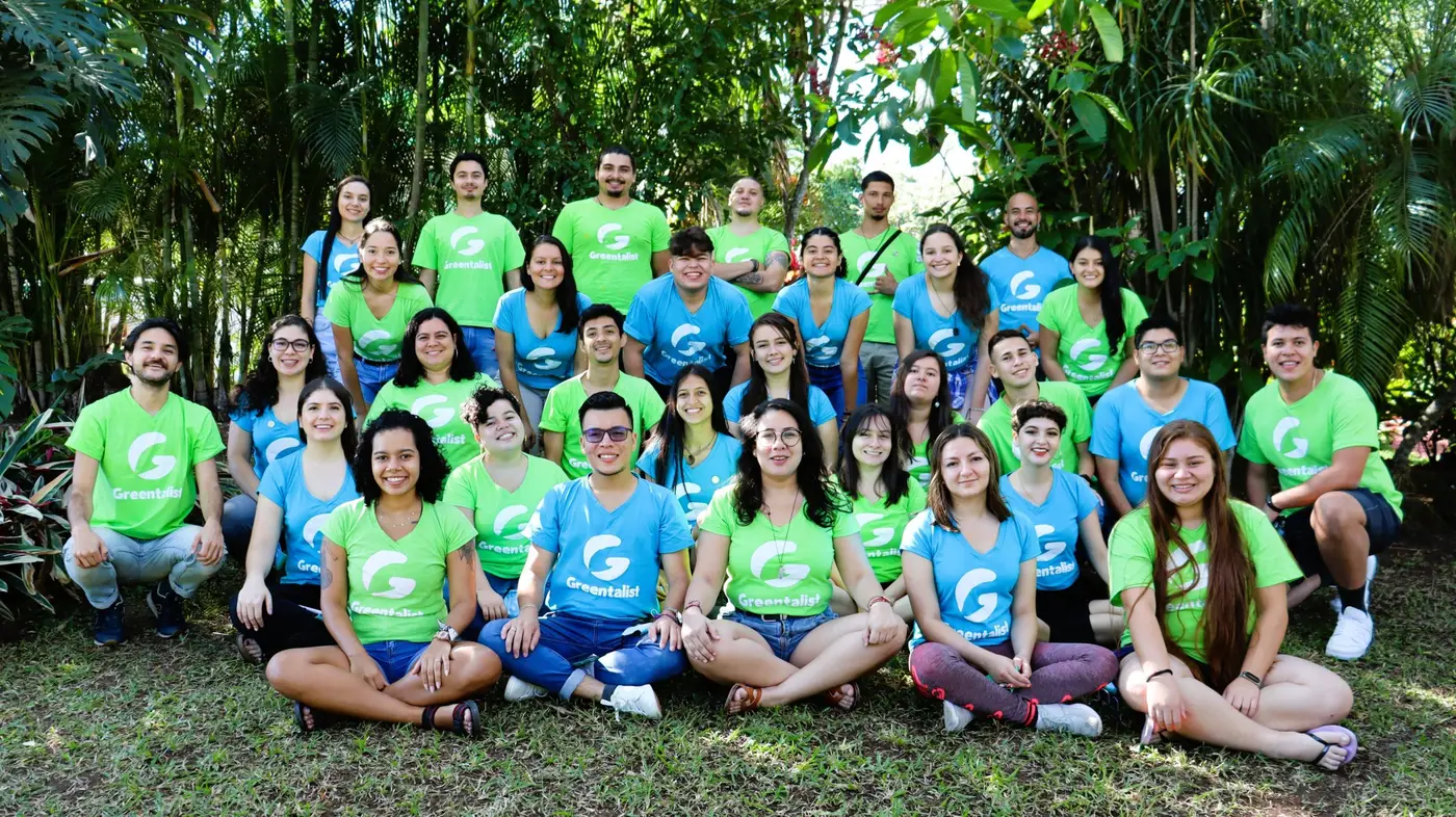Greentalist volunteers gathered together outdoors in Costa Rica