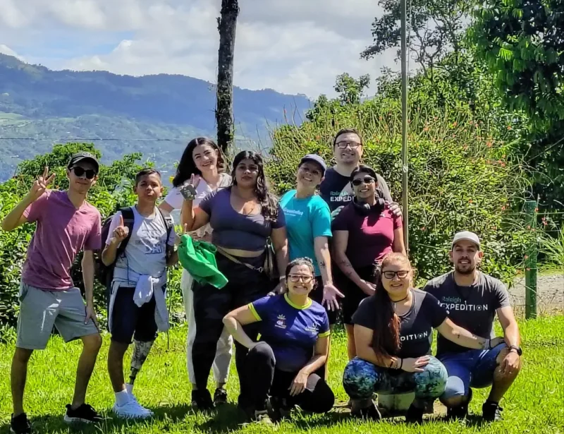 Volunteers celebrating results after a community volunteering project in a rural area of Turrialba Costa Rica