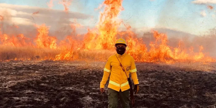 Chama, a brave young firefighter protecting communities and ecosystems.
